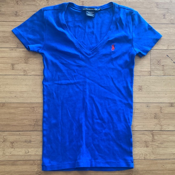 Ralph Lauren Royal Blue V-Neck Tee - Picture 1 of 4